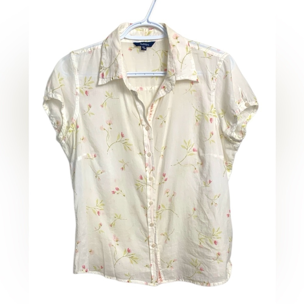 Reitman’s Vintage Light & Airy Summer Top, Cap Sleeves, 100% Cotton, Button Up